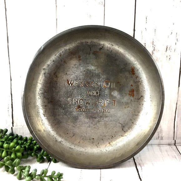 Advertising Cake Pan Wesson Oil Snowdrift Flour Metal Pie Brownie Metal 1930s - Picture 1 of 6